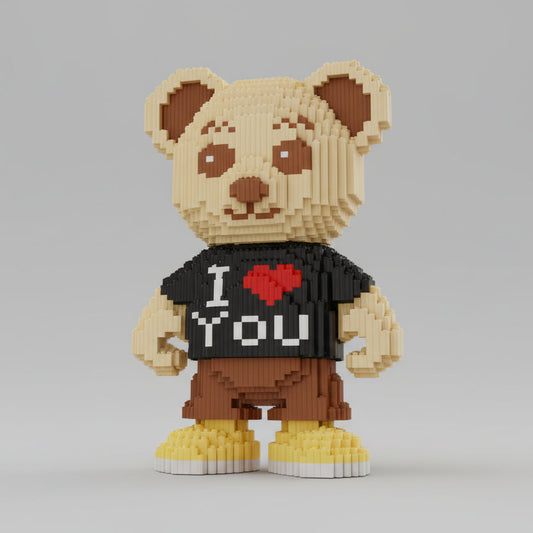 I Love You Bär mit gelben Schuhen Bausteinset