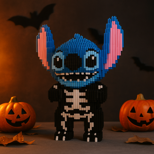 Blaues Wesen im Halloween-Kostüm Bausteinset