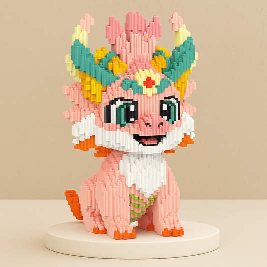 Süßer rosa Drache Bausteinset