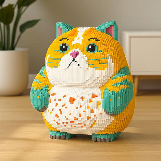 MEGA orangefarbene Katze Bausteinset