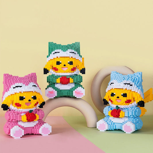 gelbes Blitzmonster mit Apfel Bausteinset