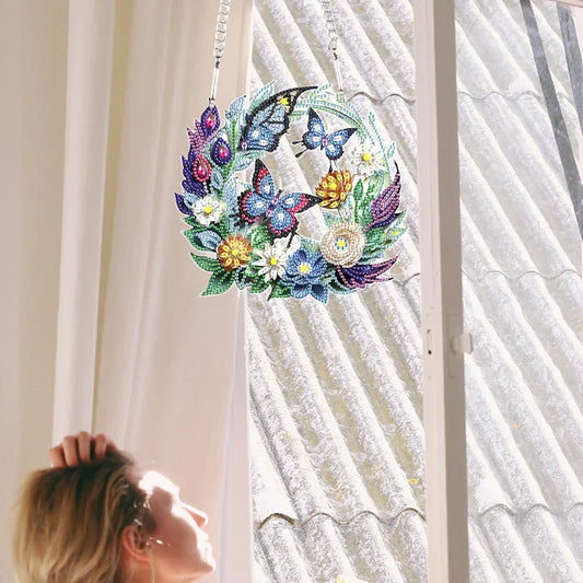 Diamond Painting Schmetterlinge mit Blumen