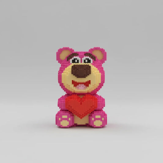 Rosa bär mit Herz Bausteinset