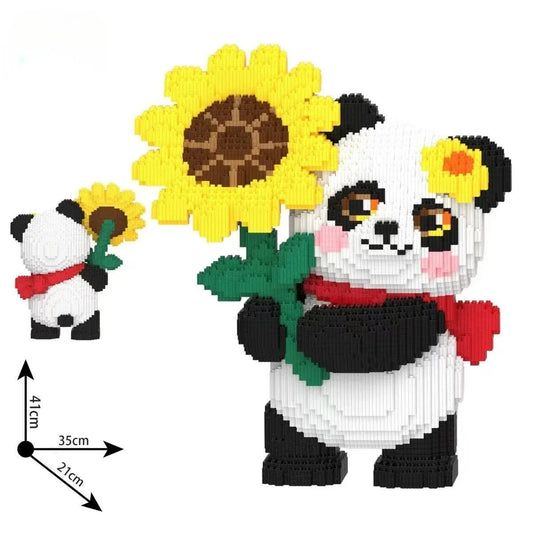 Mega Panda mit Sonnenblume Bausteinset