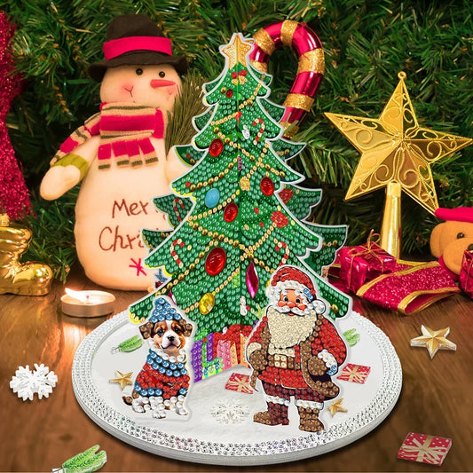 Diamond Painting 3D Weihnachtsmann bei Weihnachtsbaum