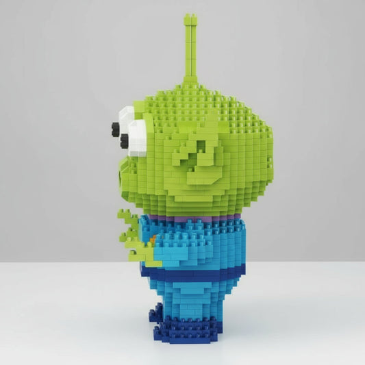 Grünes Monster mit 3 Augen Bausteinset