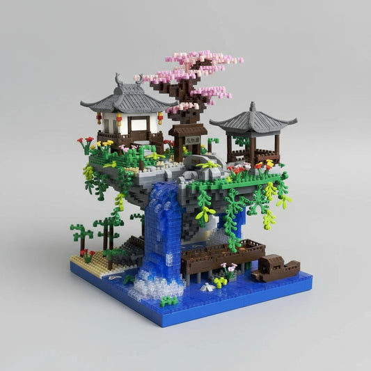 Baumhaus mit Wasserfall Bausteinset