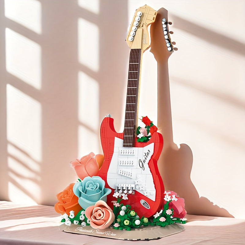 Gitarre mit Blumen Bausteinset