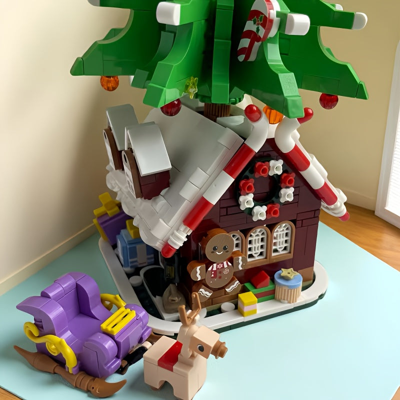 Weihnachtsbaum auf Häuschen Bausteinset