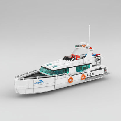 Weißes Delfin-Boot Bausteinset