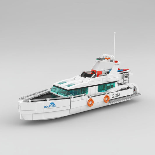 Weißes Delfin-Boot Bausteinset