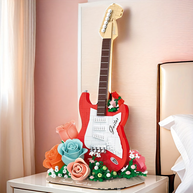 Gitarre mit Blumen Bausteinset