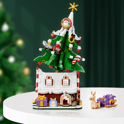 Weihnachtsbaum auf Häuschen Bausteinset