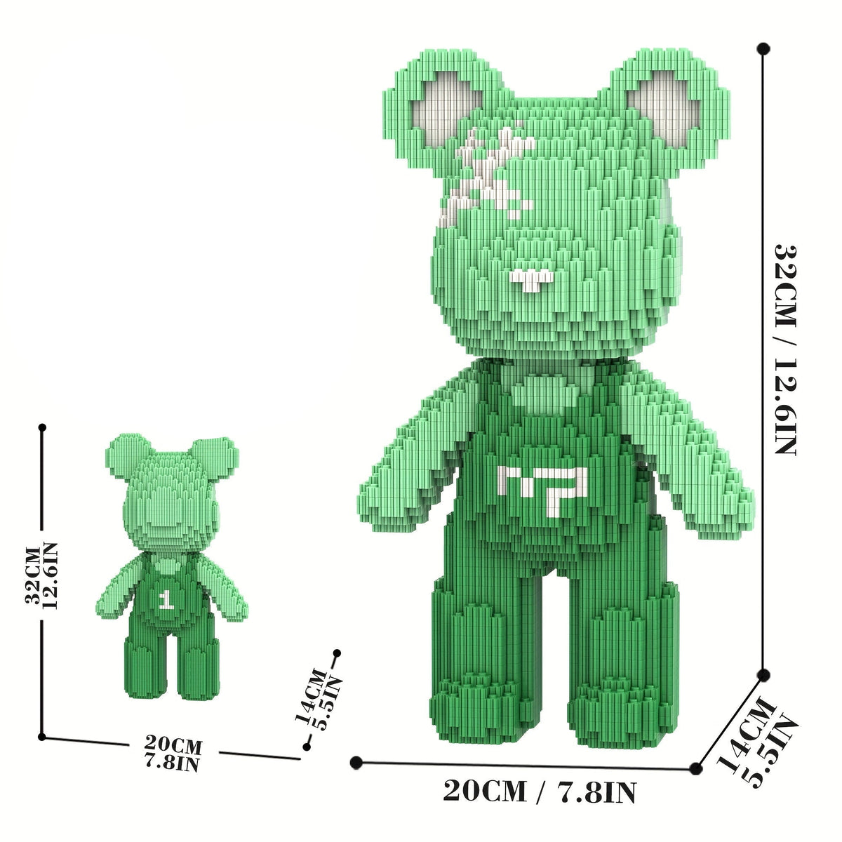 Bär mit grüner Latzhose Bausteinset