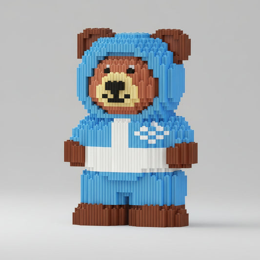 Bär mit Skianzug Bausteinset