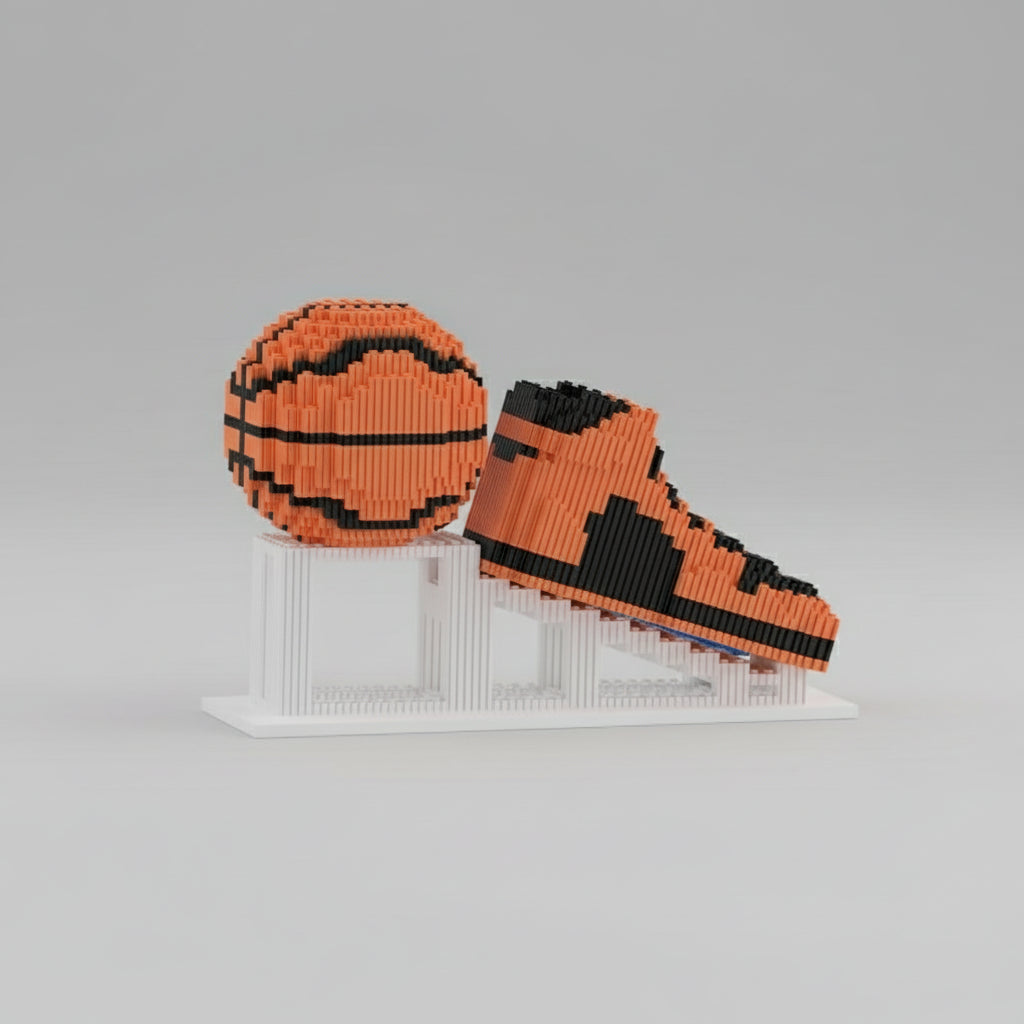 Orangen Basketball-Schuh & Ball Bausteinset