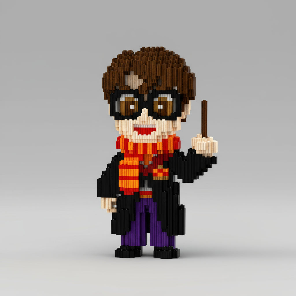 Junge mit Brille und Schal Bausteinset