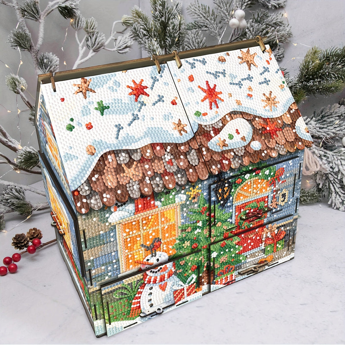 Diamond Painting Haus mit Schubladen