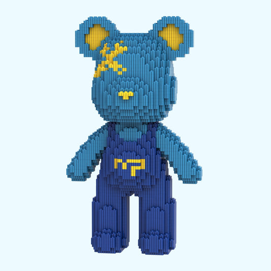 Bär mit blauer Latzhose Bausteinset