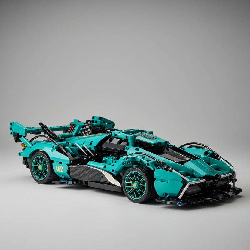 Blauer Supersportwagen Bausteinset