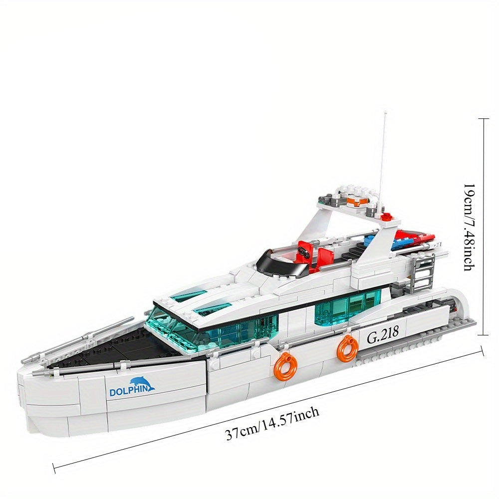 Weißes Delfin-Boot Bausteinset