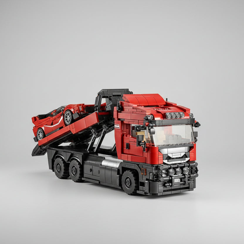 Trailer mit Supersportwagen Bausteinset