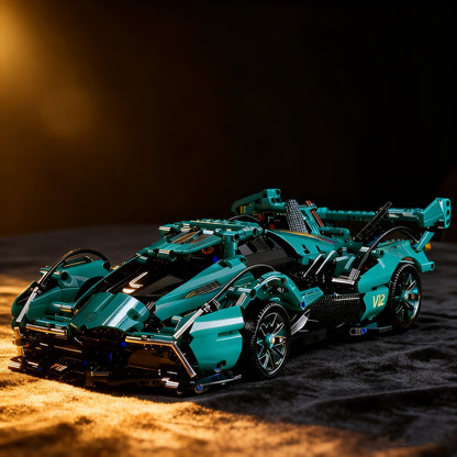 Blauer Supersportwagen Bausteinset