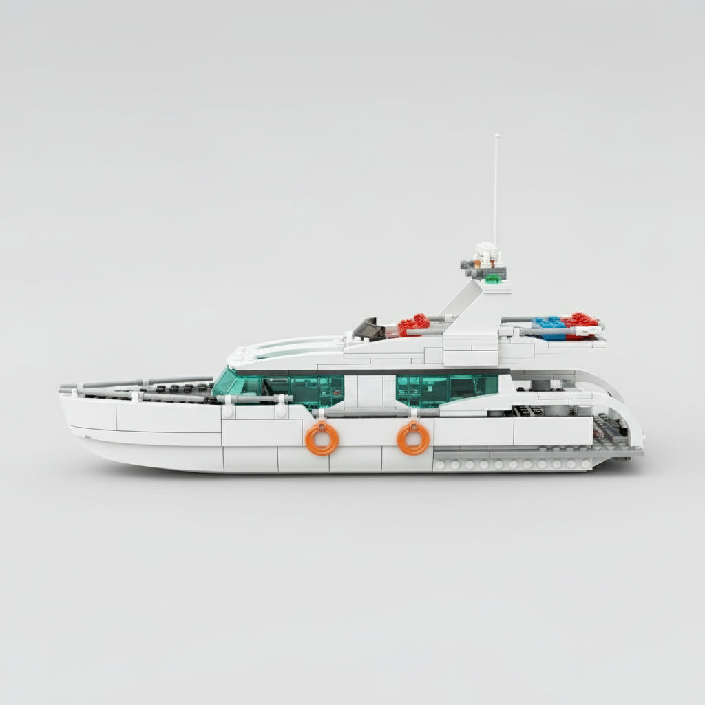Weißes Delfin-Boot Bausteinset