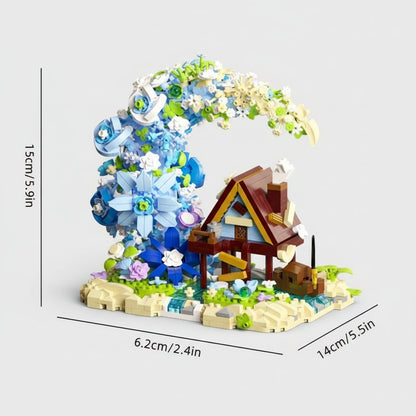 Blumenmond mit Häuschen Bausteinset