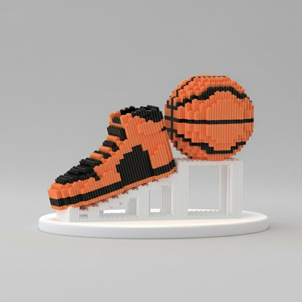 Orangen Basketball-Schuh & Ball Bausteinset
