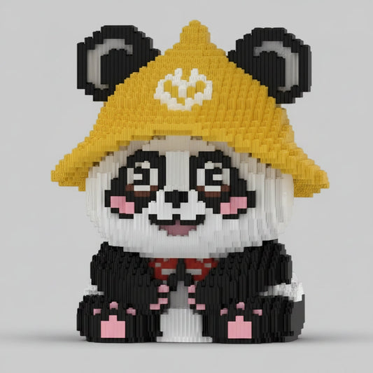 Panda mit gelbem Hut Bausteinset