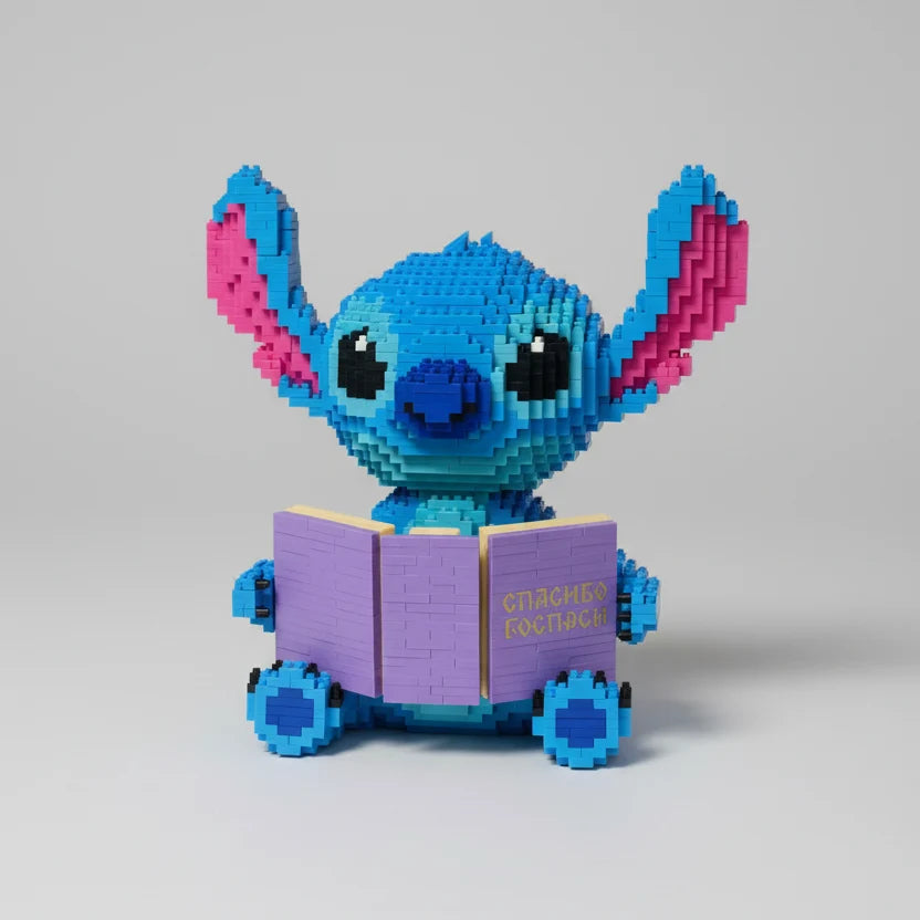 Blaues Wesen mit Buch Bausteinset