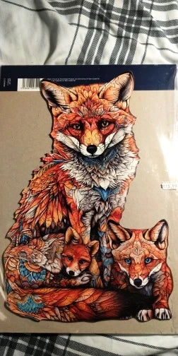 Fuchs mit kleinen Füchsen Holzpuzzle