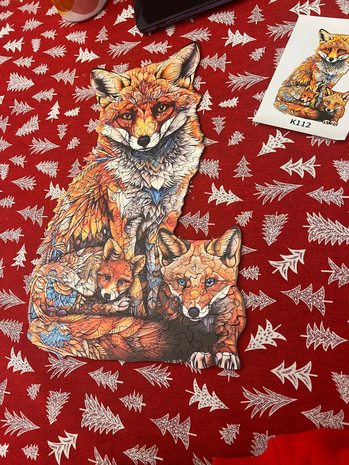Fuchs mit kleinen Füchsen Holzpuzzle