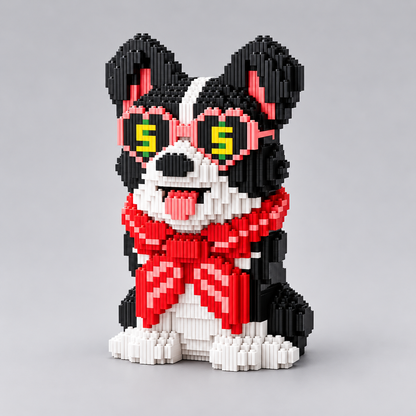Hund mit rotem Schal Bausteinset