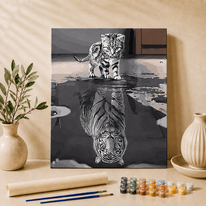 Malen nach Zahlen Kätzchen Weißer Tiger