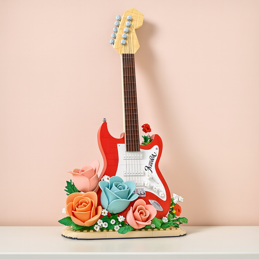 Gitarre mit Blumen Bausteinset