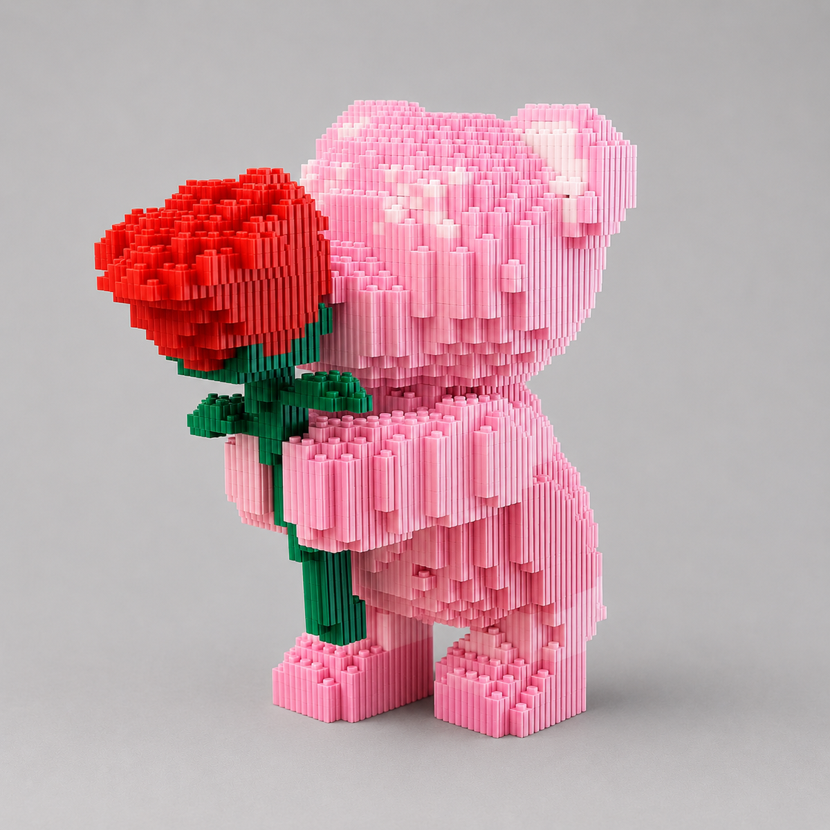 Rosa Bärchen mit Rose Bausteinset