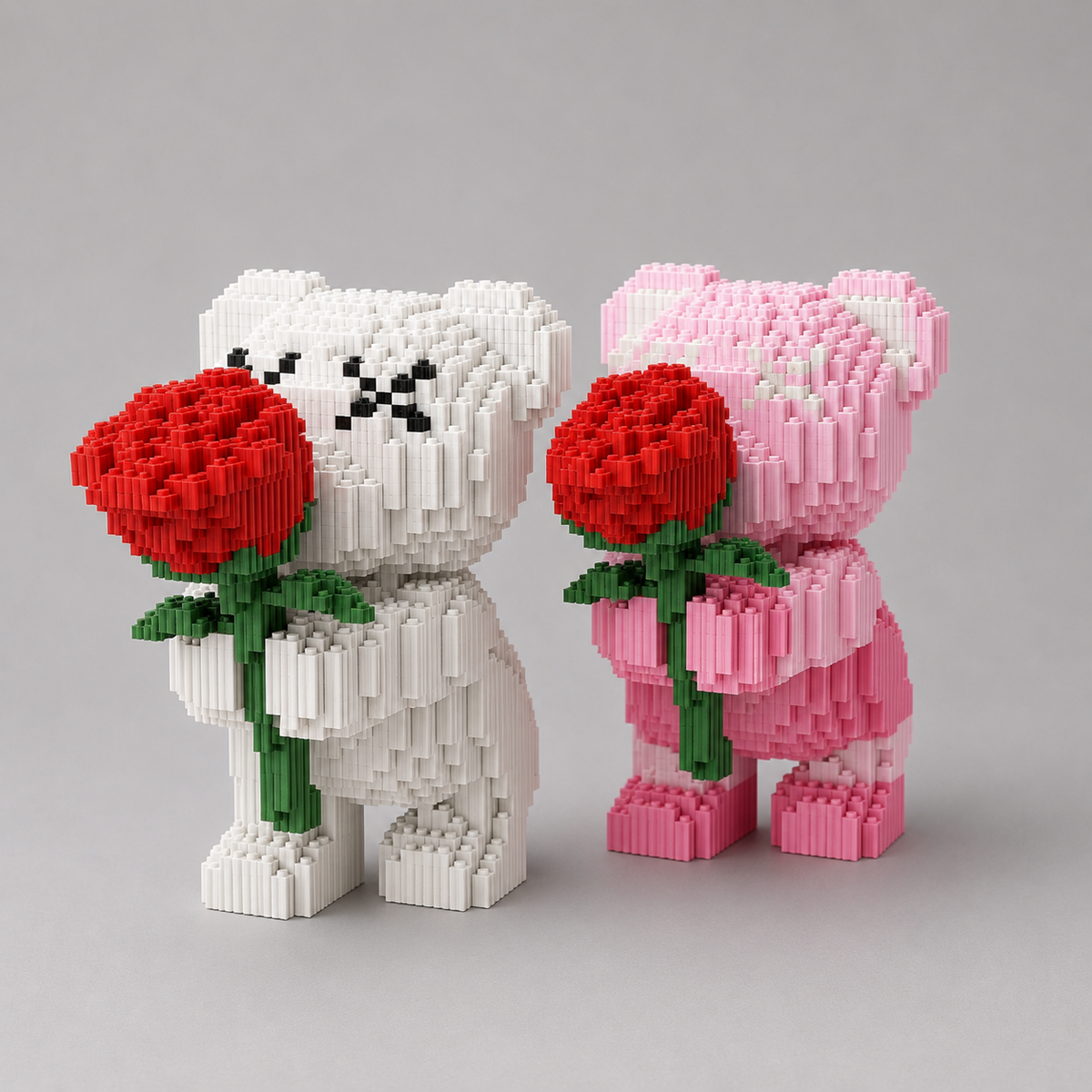 Rosa Bärchen mit Rose Bausteinset