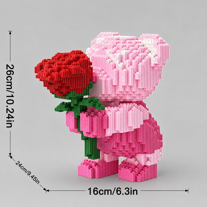 Rosa Bärchen mit Rose Bausteinset