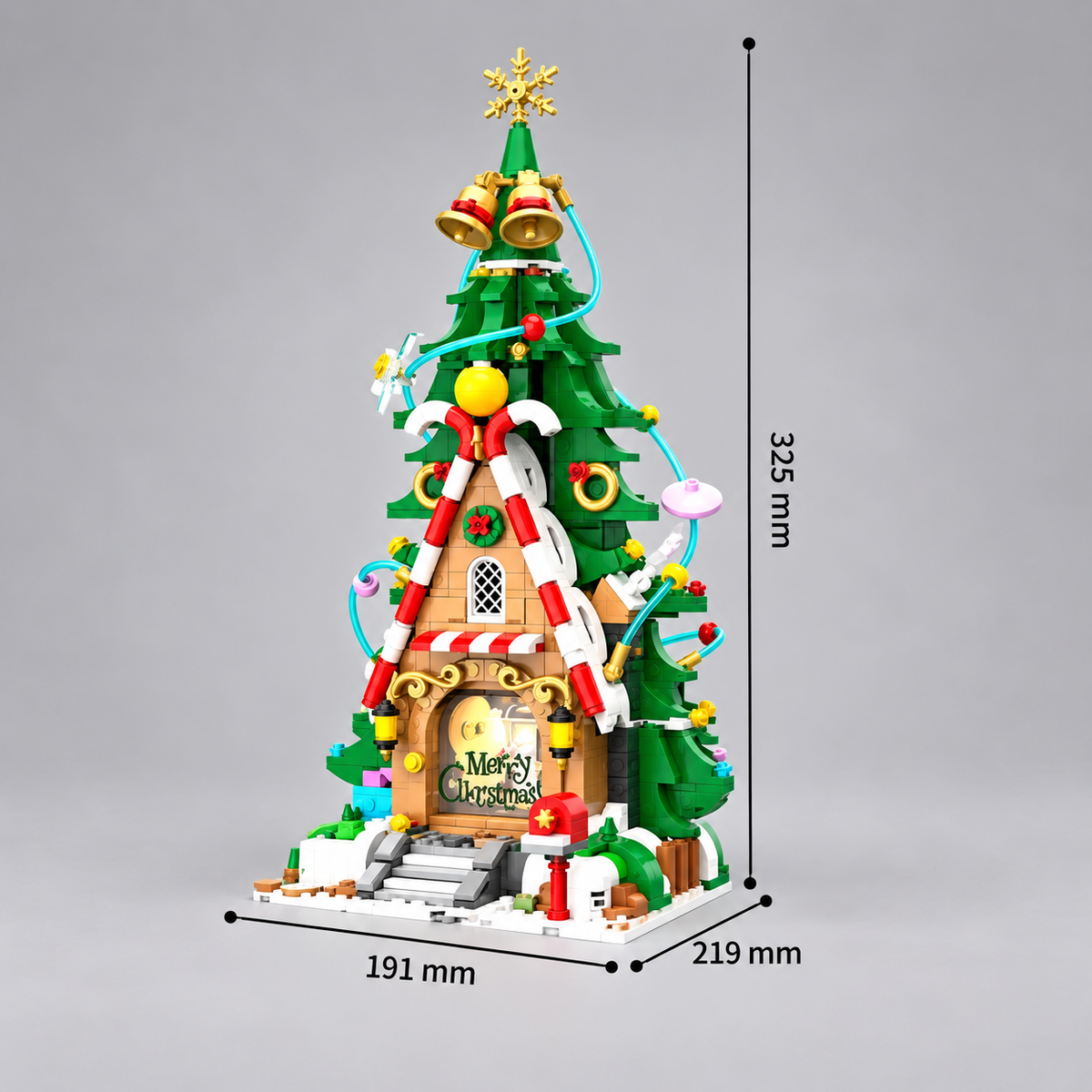 Häuschen mit Weihnachtsbaum Bausteinset