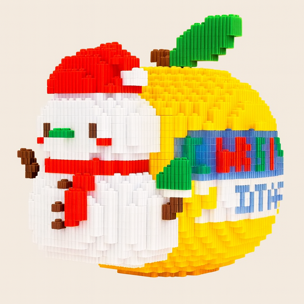 3D Gelber Weihnachtsapfel Bausteinset