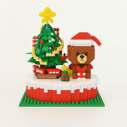 Weihnachtsbaum und Bär auf Bauplatte Bausteinset