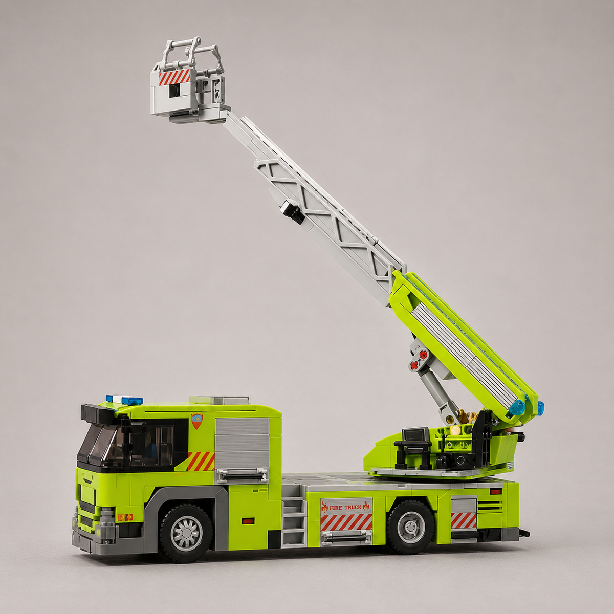 Feuerwehrfahrzeug mit Leiter Bausteinset