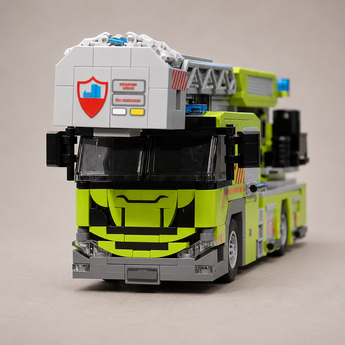 Feuerwehrfahrzeug mit Leiter Bausteinset