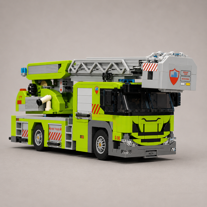 Feuerwehrfahrzeug mit Leiter Bausteinset