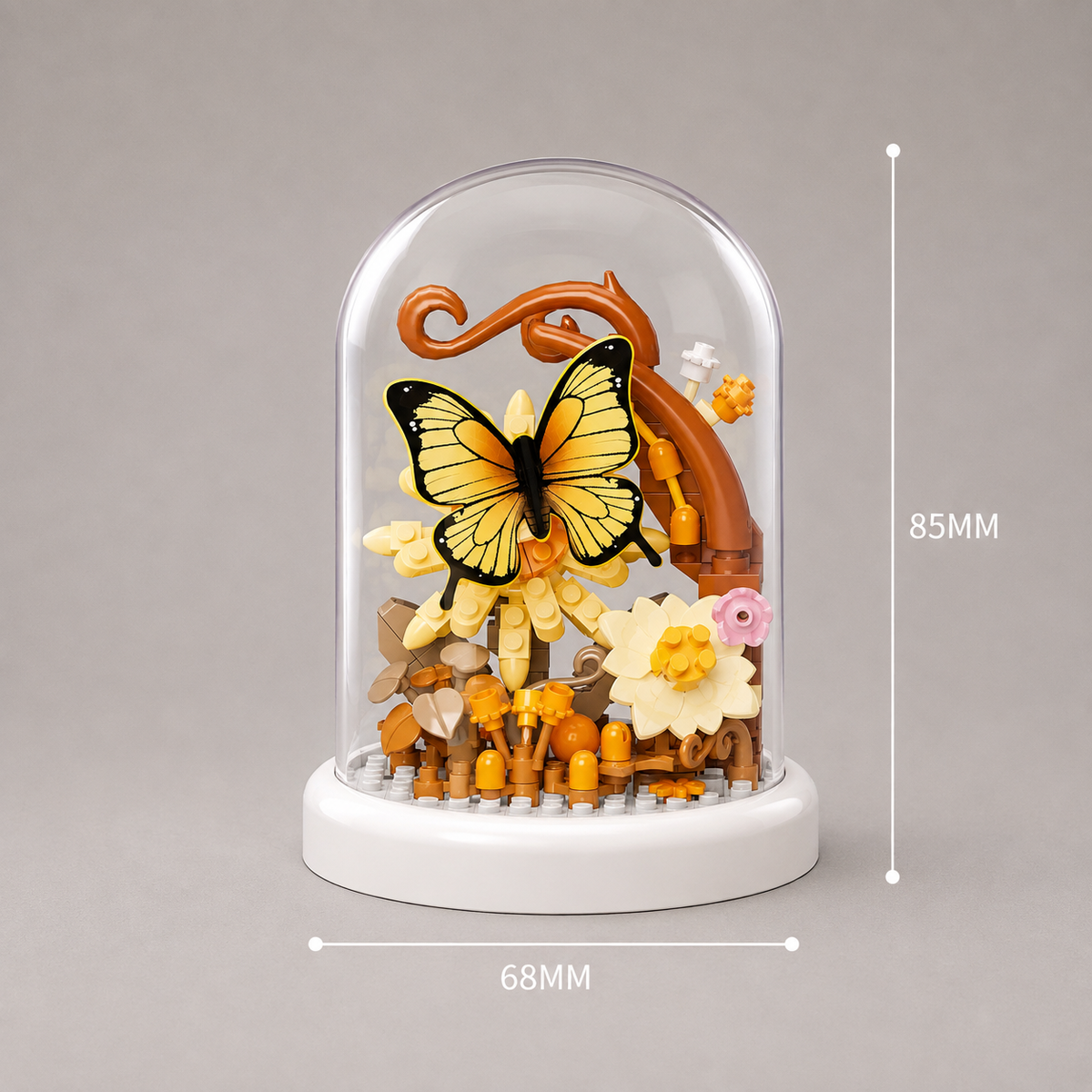 Gelber Schmetterling in Glasglocke Bausteinset