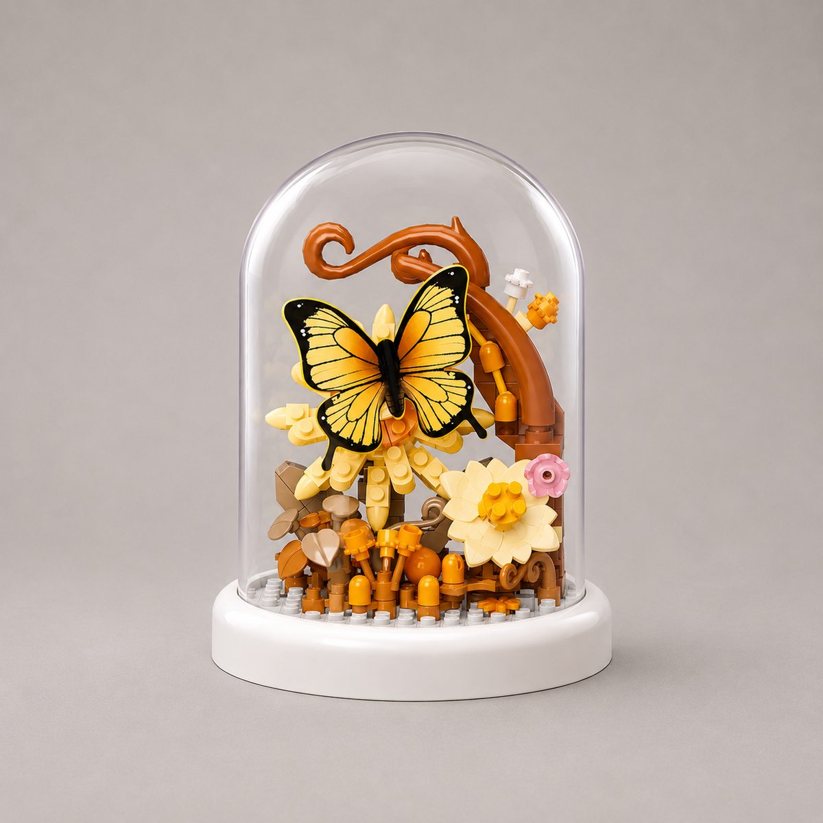 Gelber Schmetterling in Glasglocke Bausteinset