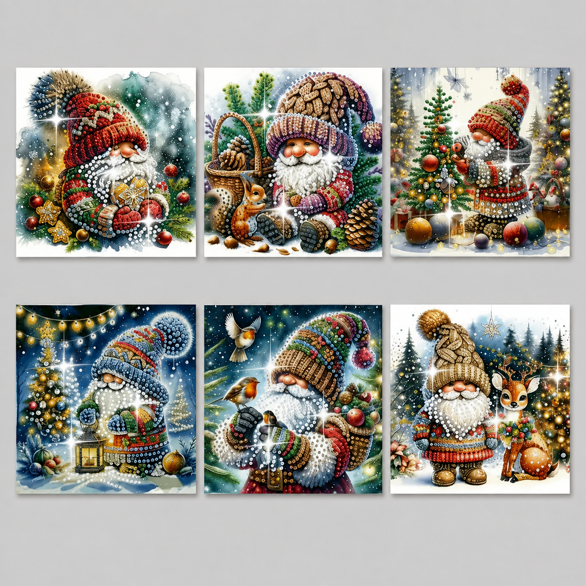 Diamond Painting Weihnachtskarten Set mit Warmen Winterfiguren