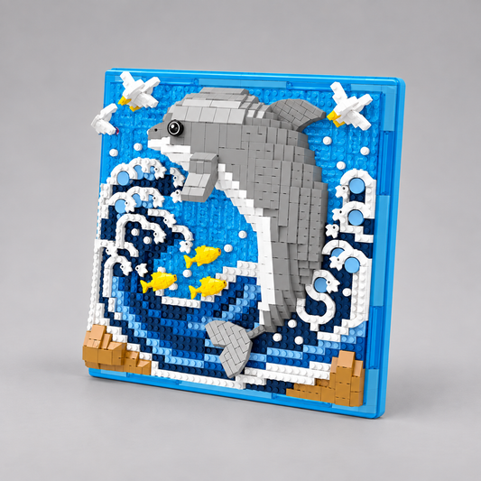 Delfin auf Bauplatte Bausteinset
